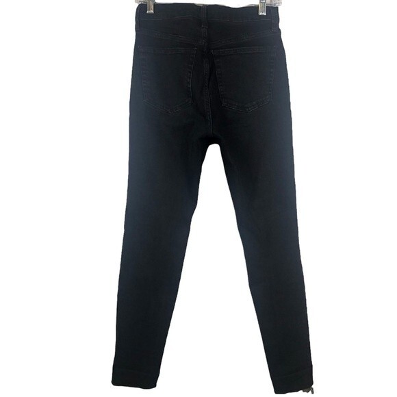 We The Free Stella Raw Hem Skinny Jeans Ripped Knee Button Fly Black 27 - Picture 7 of 11